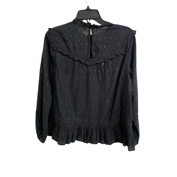 Joie Gianella Long-Sleeve Poplin‎ Blouse Black Size Medium - Picture 4 of 7